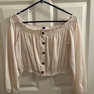 H&M DIVIDED Cream Off-Shoulder Women's Top